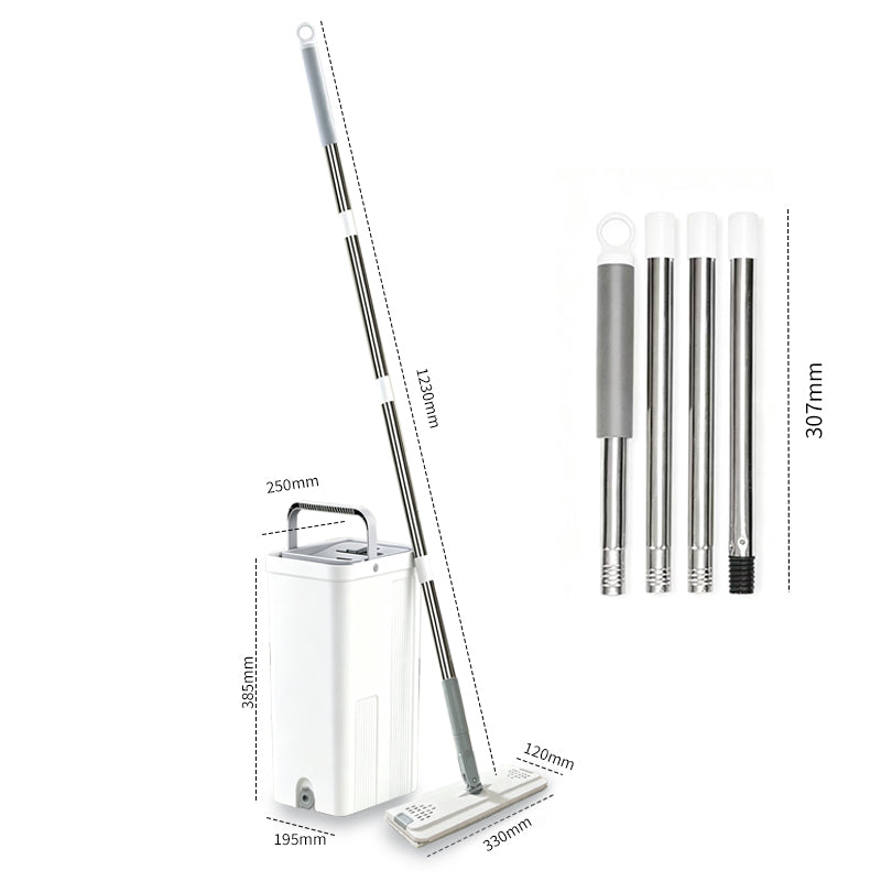 JORDAN&JUDY Ensemble seau et balai, manche long de 123 cm, avec 2 chiffons, blanc
