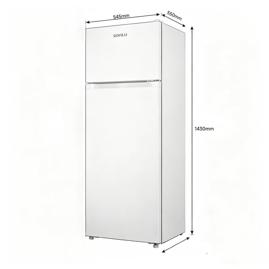 Sonlu CD-240F 206L Petit réfrigérateur avec congélateur en haut, refroidissement rapide et surgélation rapide, étagères et pieds réglables [Classe énergétique E]