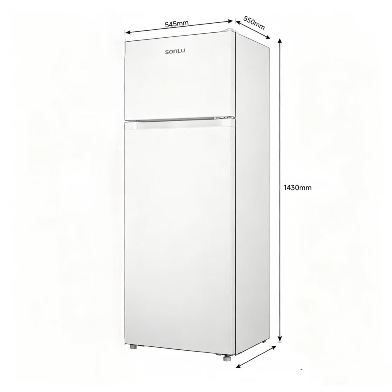 Sonlu CD-240F 206L Petit réfrigérateur avec congélateur en haut, refroidissement rapide et surgélation rapide, étagères et pieds réglables [Classe énergétique E]