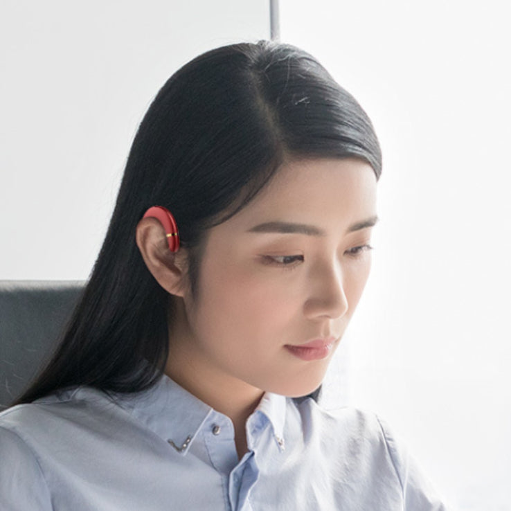 VoxorAI C6 Casque Bluetooth à conduction osseuse à double crochet d’oreille, Rouge, Nouveau modèle populaire