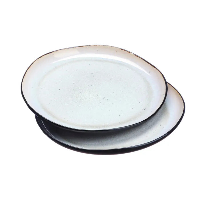 BJÖRN IRIS Lot de 2 plateaux de service blanc ivoire - Ø 32 cm