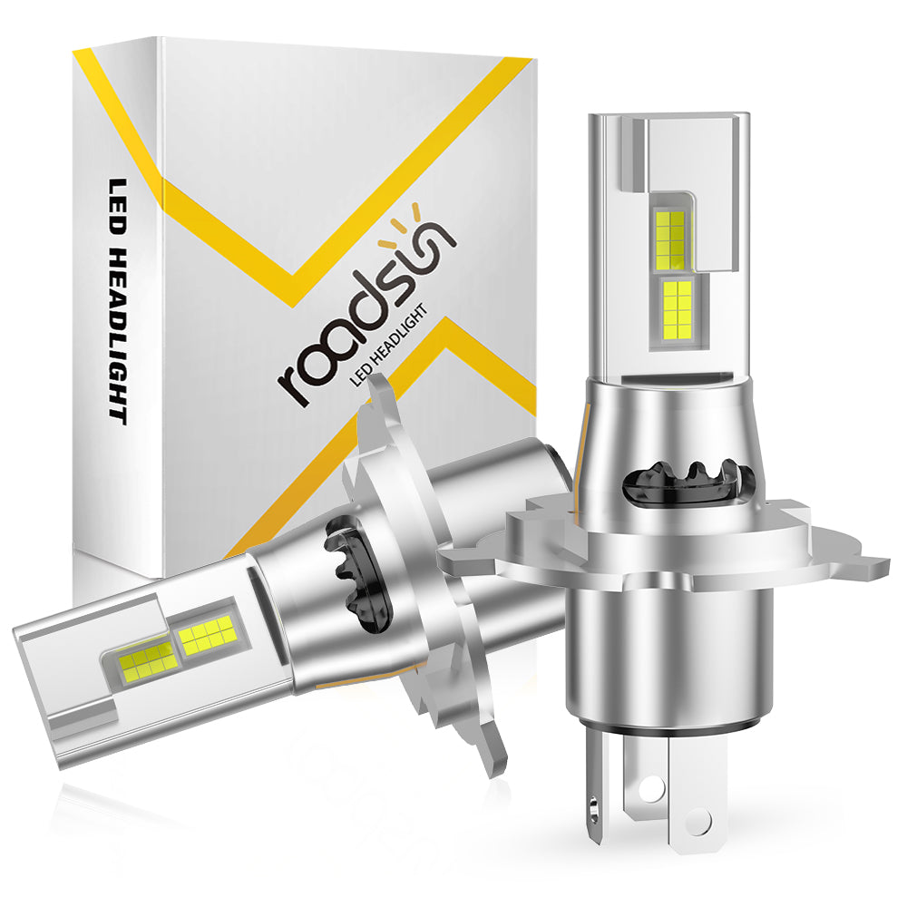 Roadsun H4/9003/HB2 Ampoule 500 % plus lumineuse, 6500K blanc froid, étanche IP68 avec taille 1:1 équivalente aux halogènes