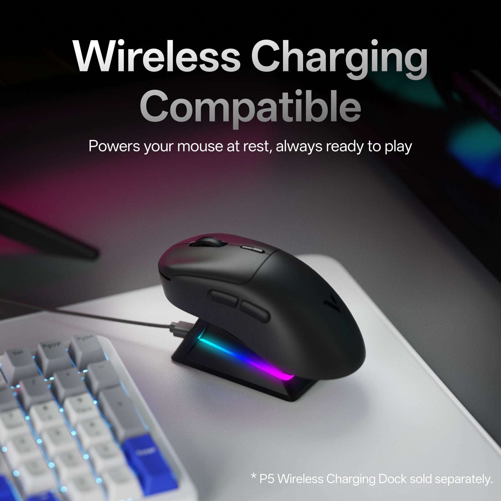 Rapoo VT3 MAX Souris de jeu sans fil, Taux d’interrogation sans fil véritable 8K, Légère 53 g, Autonomie jusqu’à 750 h, Microcontrôleur Nordic nRF54L15