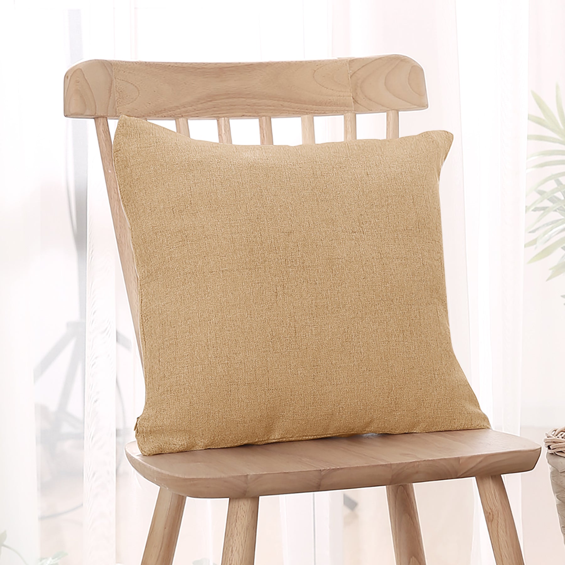 Deconovo housse de coussin en tissu aspect lin, coloris orange, 45 x 45 cm, 1 pièce