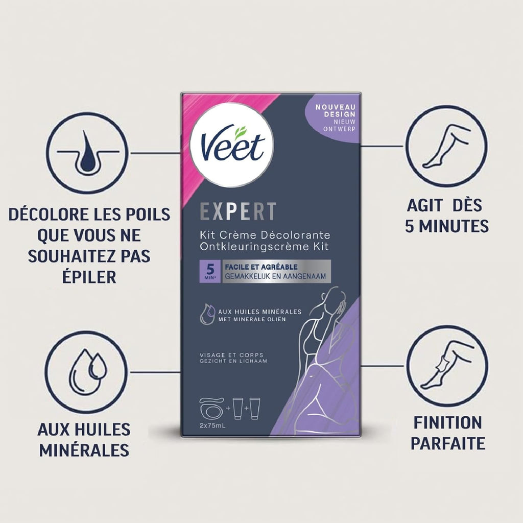 VEET Crème Décolorante Visage et Corps Toutes Peaux (2 x 75ml)