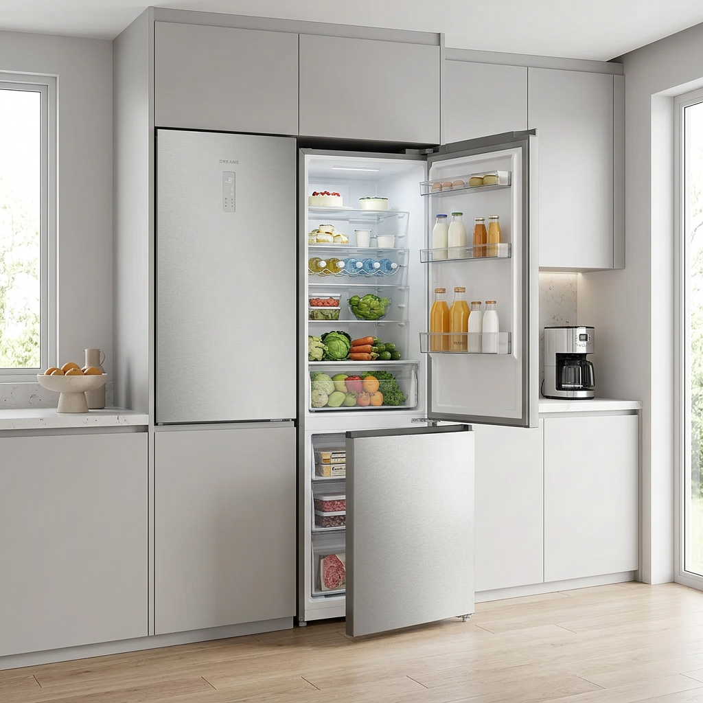 Dreame Réfrigérateur Combo DRB450WMBDEU 456 L, Classe énergétique D, Gris