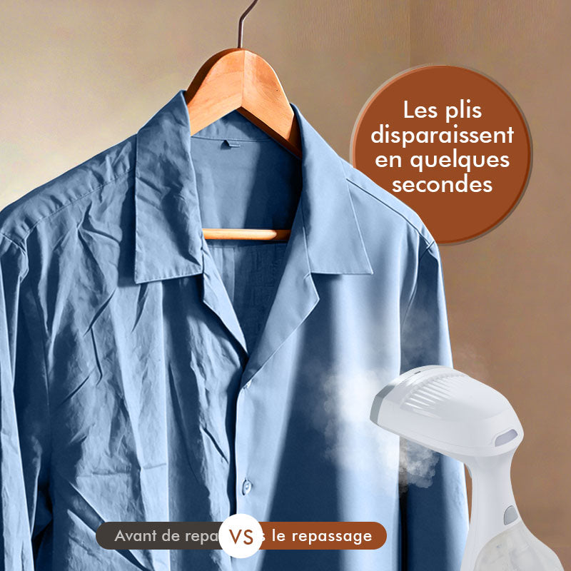 AUCMA Défroisseur vapeur à main, vapeur haute efficacité 1500 W, fer vapeur - réservoir d’eau grande capacité 300 ml, élimine facilement les plis, conception légère, adapté à la maison, au bureau et aux voyages, blanc, avec 1 brosse à poils
