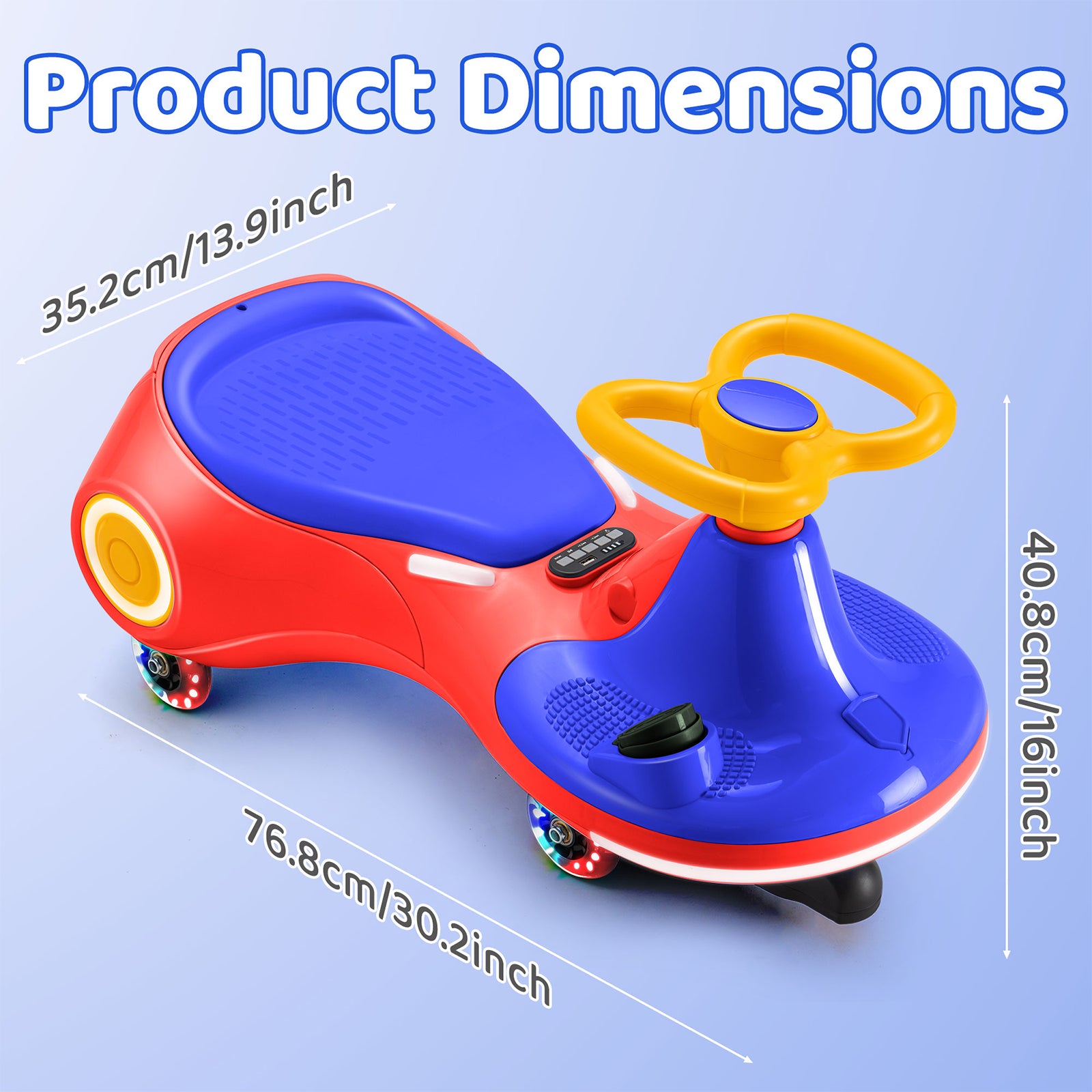 Neuleb Voiture oscillante électrique 12 V avec pédale, batterie rechargeable, trottinette oscillante 2-en-1, 3 vitesses max. 5 mi/h, anti-renversement