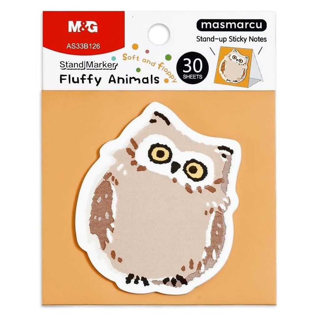 M&G Notes adhésives animaux gonflés, 30 feuilles, 3 x 2 po, Blocs mémo mignons dessin animé, Notes autocollantes support pliable pour école bureau maison, Hibou