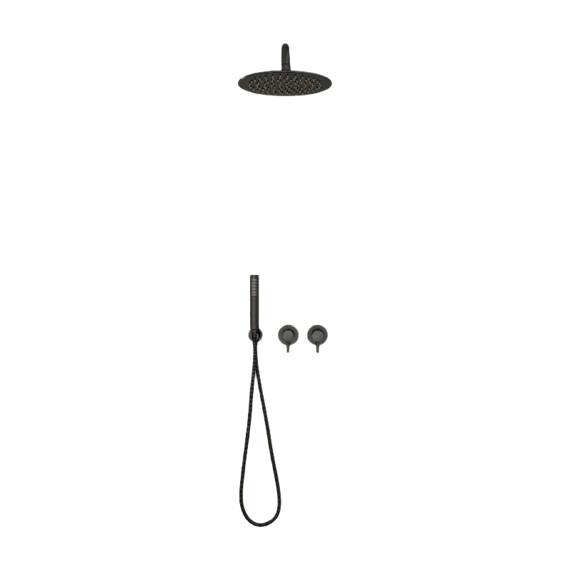 Homary Ensemble de douche mural rond noir 250 mm 2 fonctions avec douchette