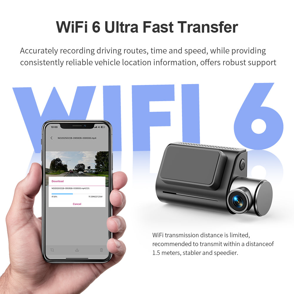 KAWA Dashcam 4K avant et arrière, commande vocale, carte SD 64 Go offerte, double dashcam Wi-Fi 6 pour voiture, GPS intégré, écran 2 pouces, HDR 2K, moteur NightEagle
