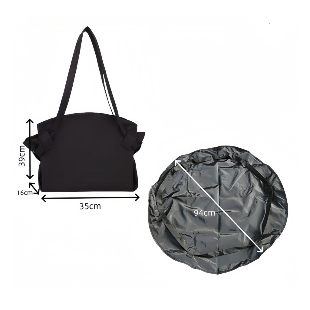 Sac fourre-tout convertible 2 en 1 & tapis de pique-nique, sac de plage pliable imperméable, tapis de sol rond de 100 cm, sac de transport léger et compact pour camping en plein air