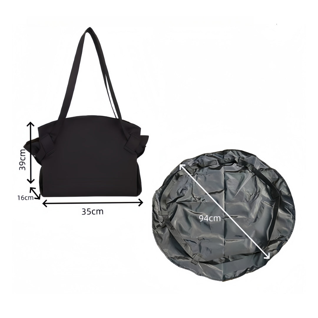 Sac fourre-tout convertible 2 en 1 & tapis de pique-nique, sac de plage pliable imperméable, tapis de sol rond de 100 cm, sac de transport léger et compact pour camping en plein air