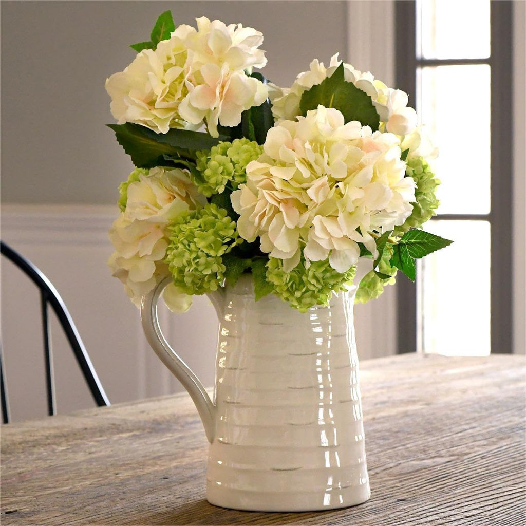 Yuejia 1 pièce fleur d’hortensia artificielle en soie à 7 têtes 13 po/33 cm pour arrangement floral salon chambre mariage, décoration florale artificielle, vert