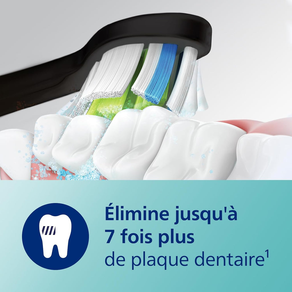 Philips Sonicare ProtectiveClean 5100 HX6851/34 - Brosses à dents électriques avec 3 modes de brossage, capteur de pression, minuterie et étui de voyage, lot de 2, blanc et bleu