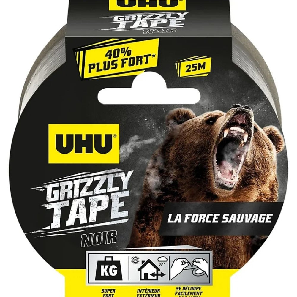 UHU GRIZZLY TAPE x 25 m Noir