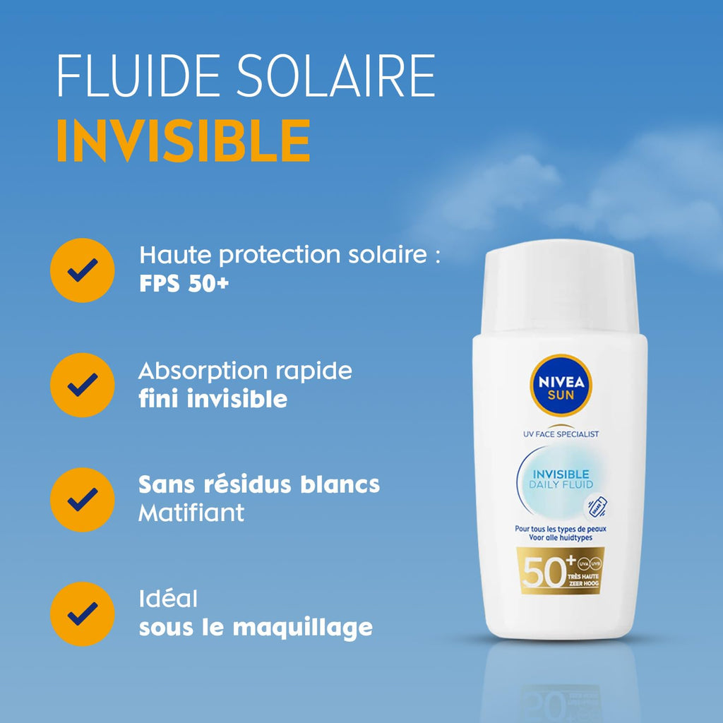 NIVEA SUN Fluide visage quotidien invisible UV SPF 50+ - 40 ml