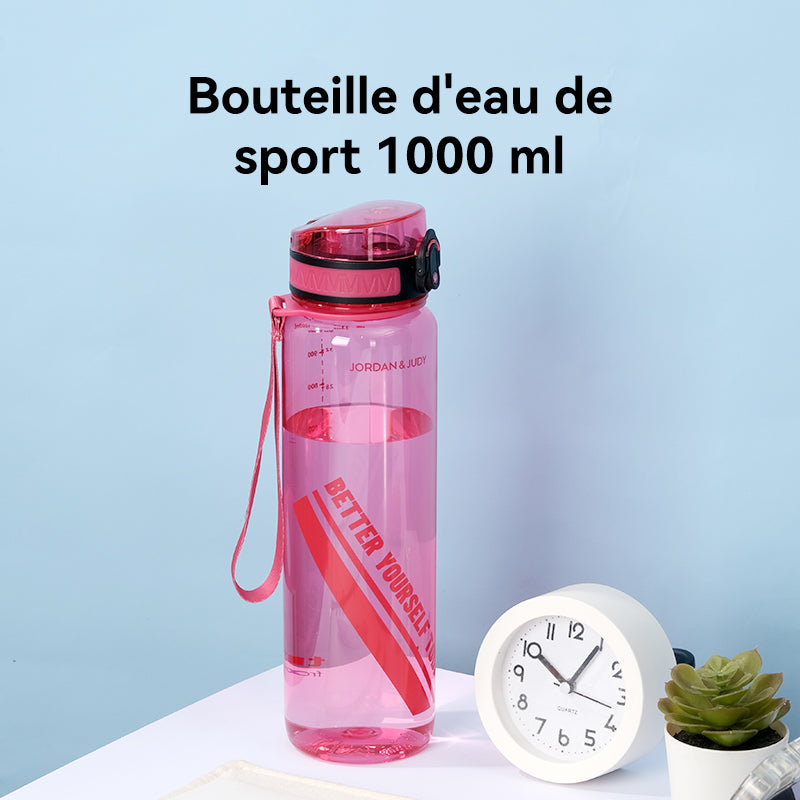 JORDAN & JUDY Gourde de sport en Tritan avec poignée 1000 ml - Rose uni
