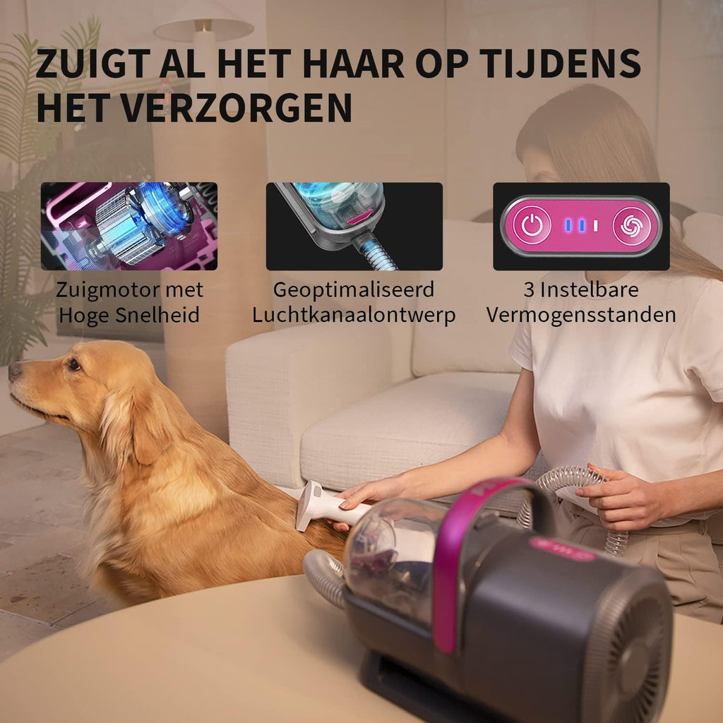 PETKIT Kit de toilettage 5-en-1 avec aspirateur de poils, Moteur silencieux, Collecte de poussière intégrée, Séchage à air froid/chaud, Accessoires multiples, Pour chiens et chats