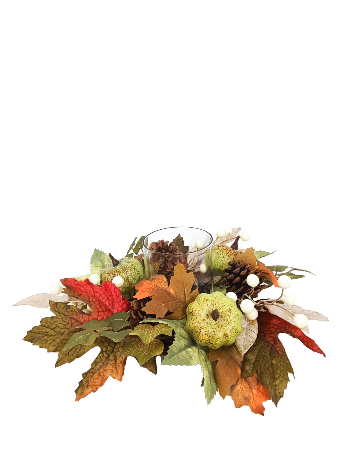 Daisy Darcy Bougeoir citrouille d'automne 35 cm coupe en verre matière naturelle : pomme de pin