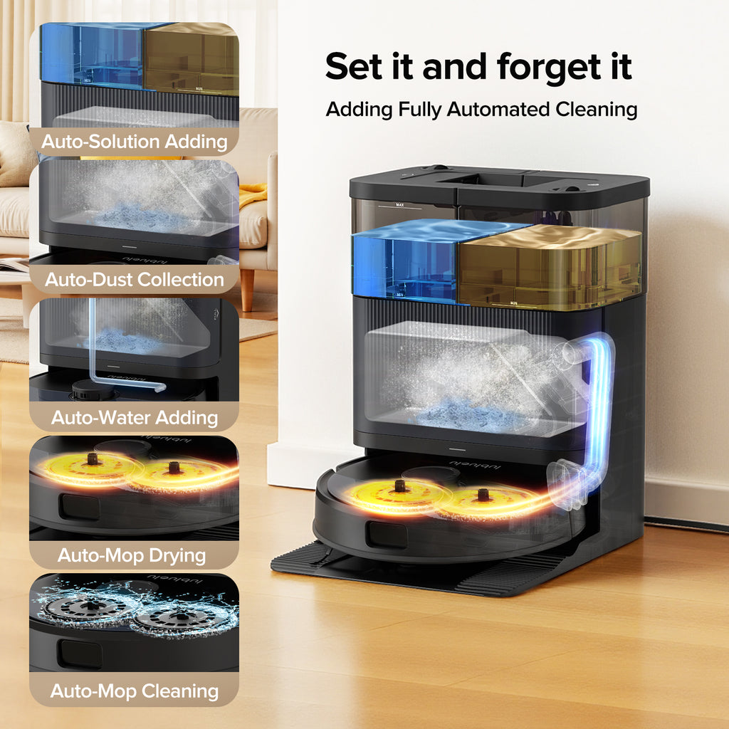 Lubluelu S1000 Aspirateur robot LiDAR avec serpillière, station tout-en-un, 10 000 Pa, 55 dB, contrôle via application, idéal pour les poils d’animaux, tapis et sols durs