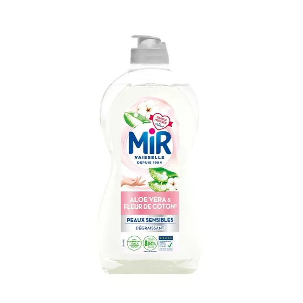 Mir Liquide Vaisselle Fleur de Coton & Aloe Vera, Peaux Sensibles, 2 x 450 ml (= 900 ml)