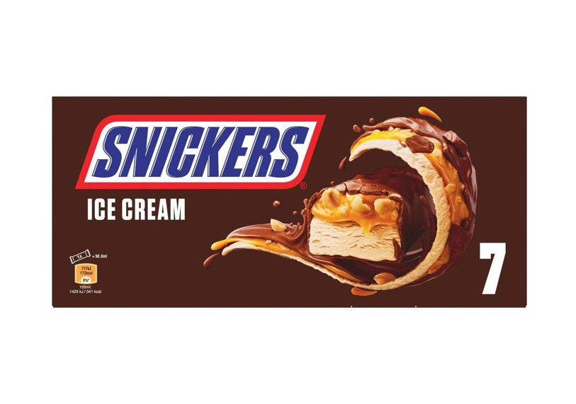 SNICKERS Barres glacées Caramel et Cacahuètes enrobage Chocolat x7 319g