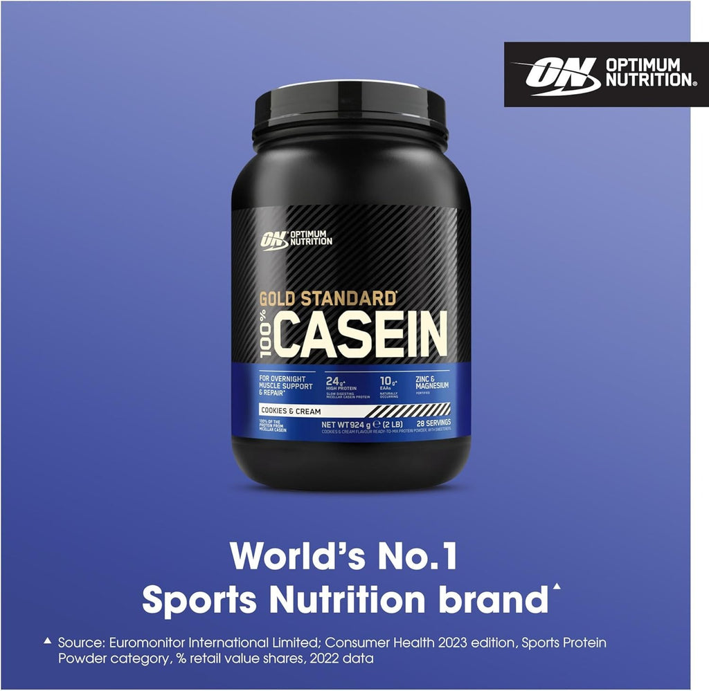 Optimum Nutrition Gold Standard 100 % Caséine en Poudre, Cookies & Cream 924 g (28 Portions)
