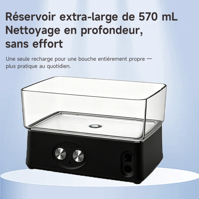 h2ofloss Hydropulseur dentaire portable, 6 modes, 5 canules, batterie 2500 mAh, réservoir d'eau 570 ml, étanche IPX7 - Noir