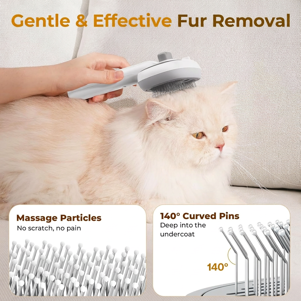 PECUTE Brosse à vaporisation avec réservoir d'eau pour animaux - Blanc