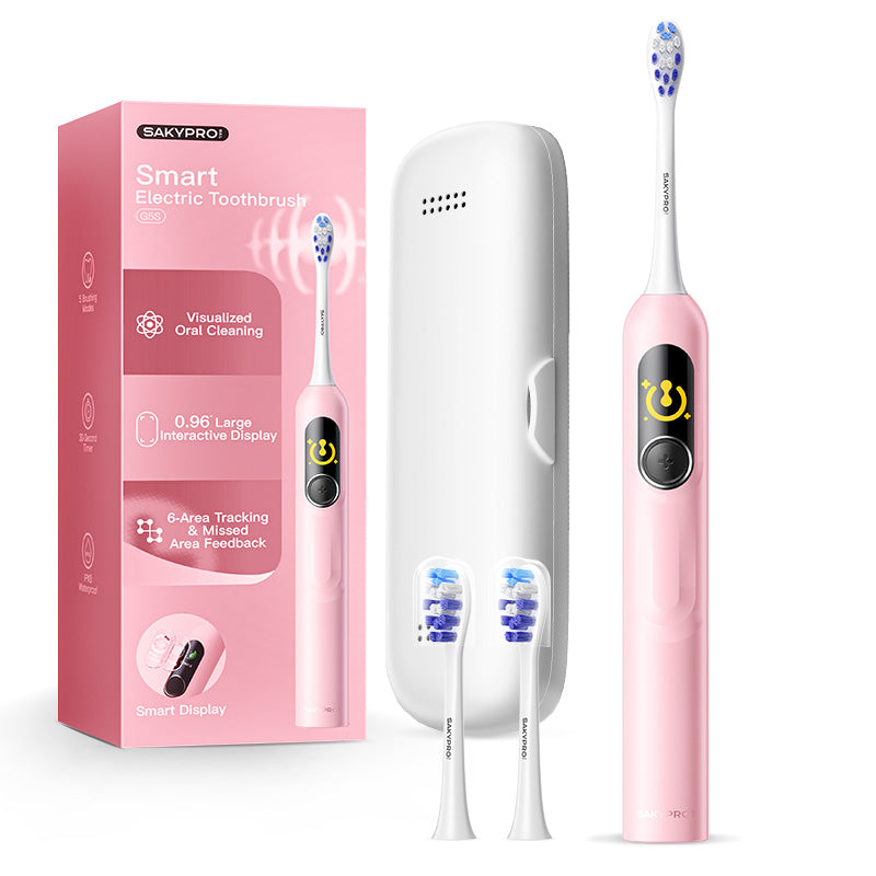 saky Pro Brosse à dents électrique intelligente avec IA pour enfants et adultes avec écran LED | Brosse à dents rechargeable 150 jours, cartographie en temps réel | Minuterie 3 min, étui de voyage | Brosse à dents sonique pour adolescents, cadeau de