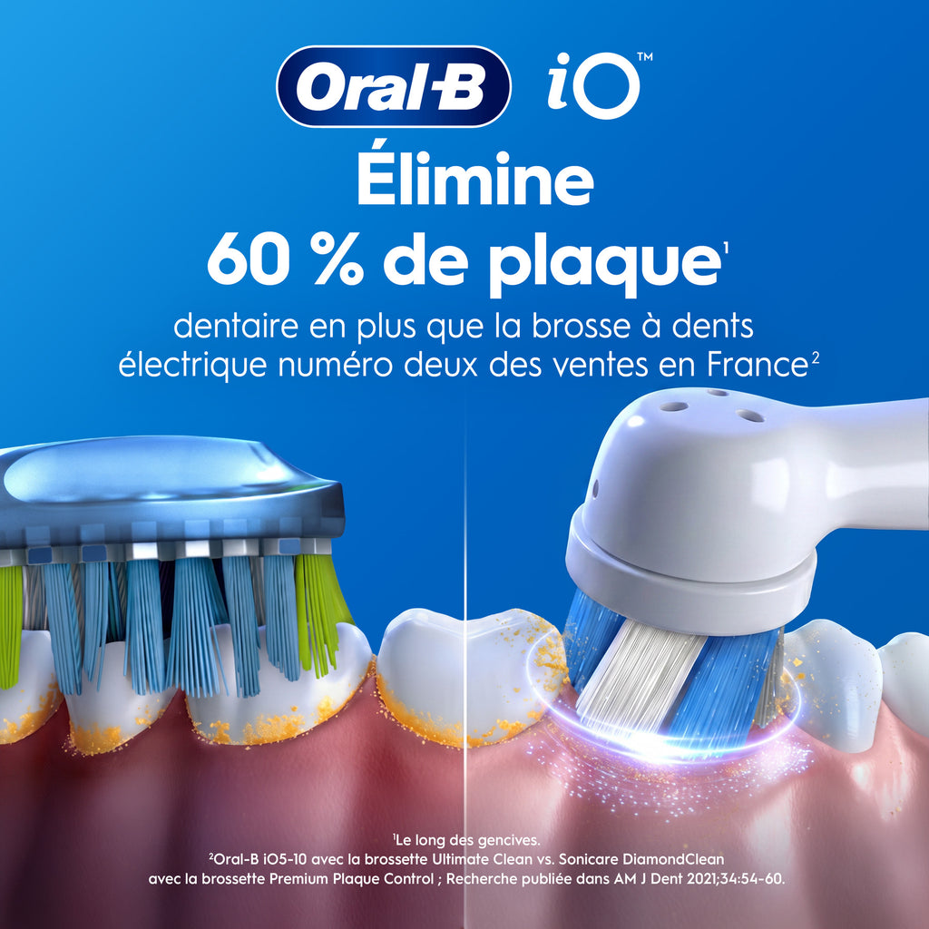 Oral-B iO 5N Brosse à dents électrique blanche, 1 tête de brosse, 1 étui de voyage