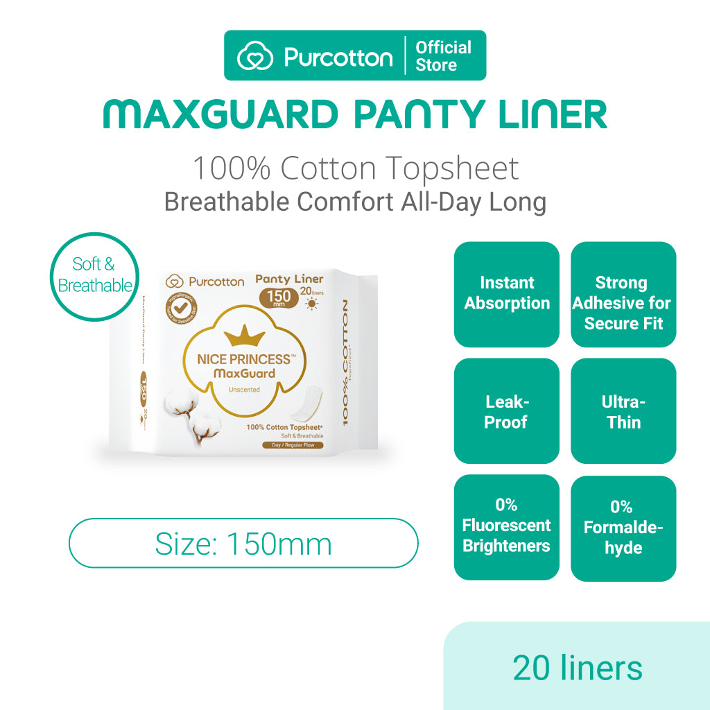 PURCOTTON NICE PRINCESS Protège-slips MaxGuard 150 mm 20 Pièces