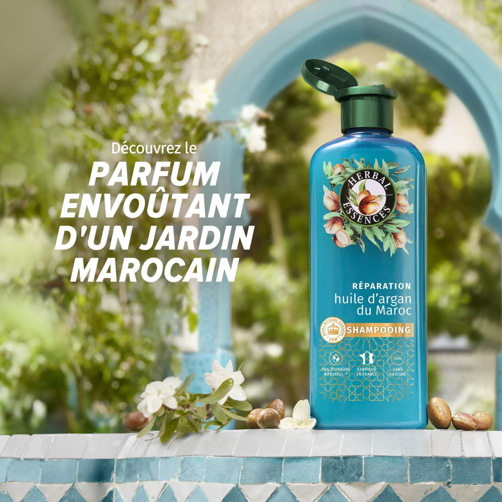 HERBAL ESSENCES Routine de réparation à l'huile d'argan avec shampooing 250 ml, après-shampooing 200 ml & masque 500 ml