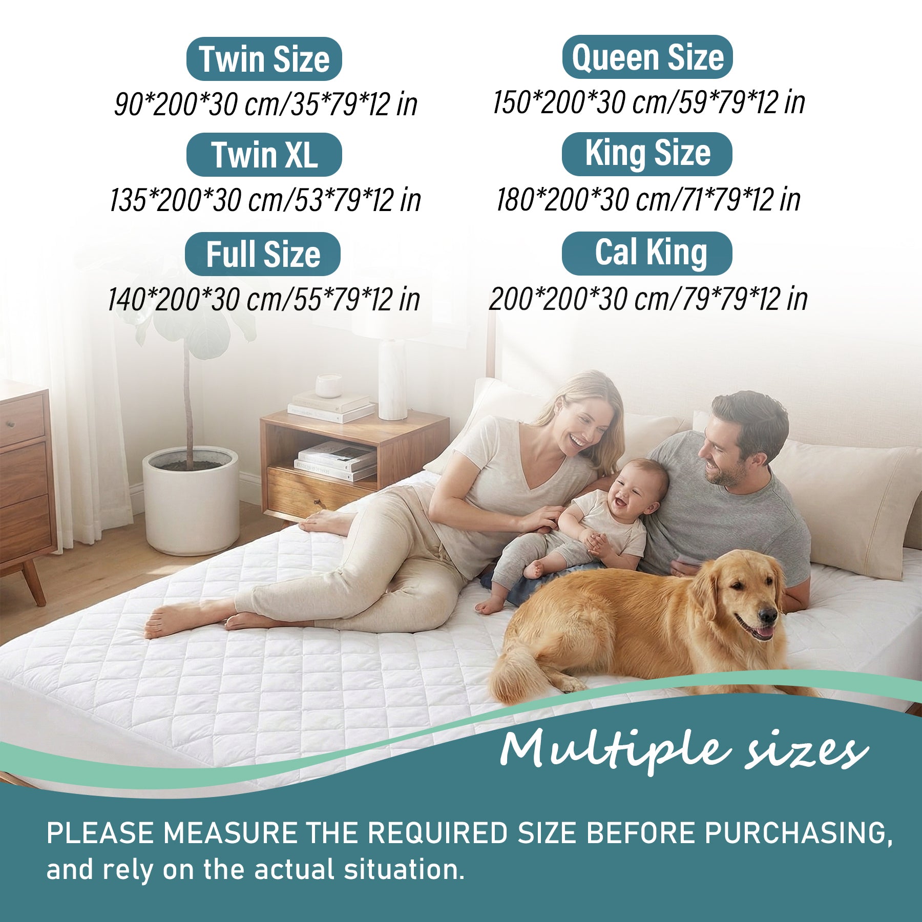 LeBonsoir Surmatelas en microfibre matelassée avec bords élastiques, hauteur maximale 30 cm, lavable en machine, protège-matelas, drap-housse, blanc, 180 x 200 cm