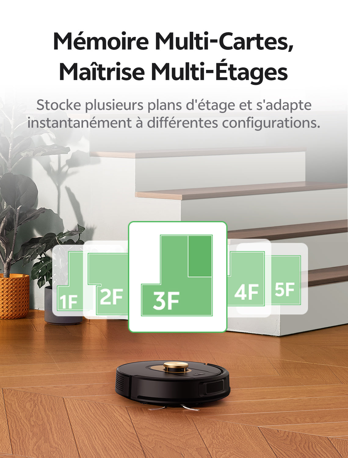 Vactidy Aspirateur robot W9 avec serpillière, aspirateur robot 8000 Pa avec navigation LiDAR, 5 maps, autonomie maximale de 150 min, contrôle via application