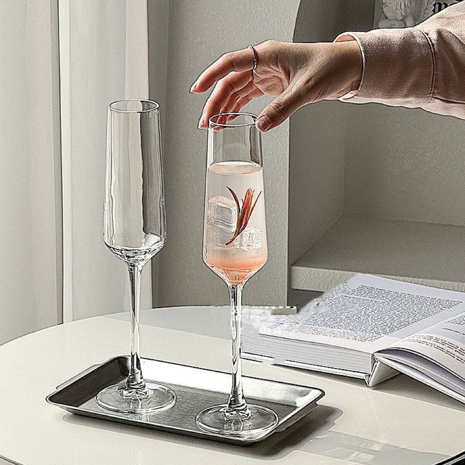 Ju7cer Verre à vin en verre transparent, Adapté aux célébrations, mariages et fêtes, 175 ml, 1 pièce