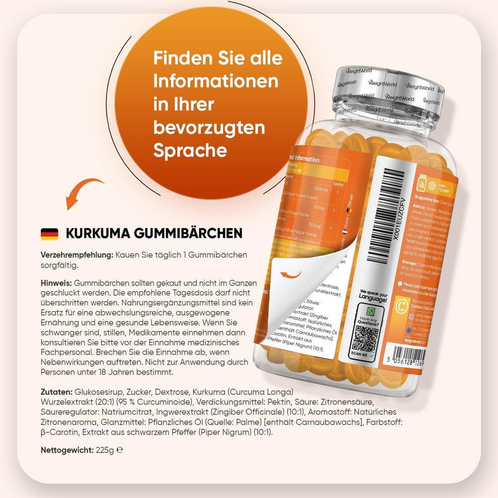 WeightWorld Gommes au curcuma 2100 mg 90 gommes