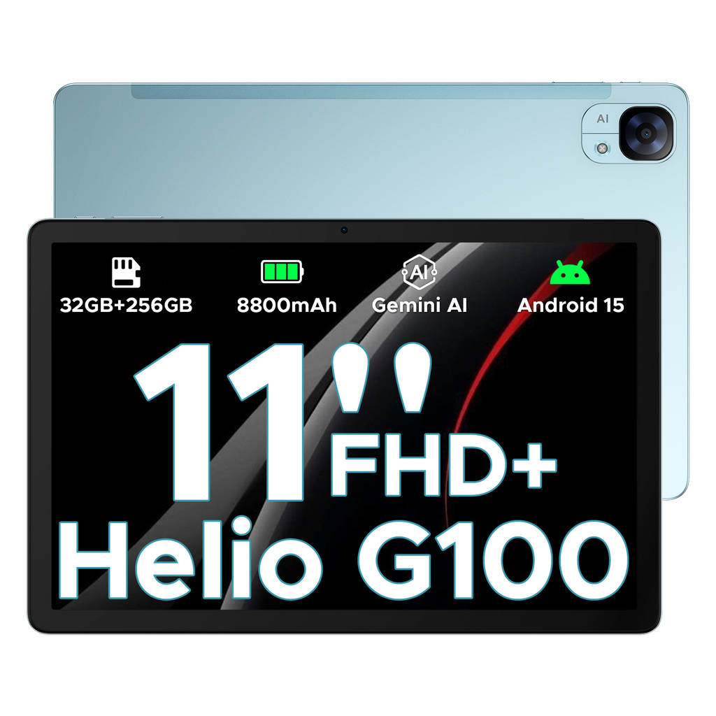 DOOGEE Tab E3 Tablette Android 15, 11 pouces FHD+ 90 Hz, Helio G100 Gemini IA, 32 Go + 256 Go / 2 To, Batterie 8800 mAh, corps métallique 7,5 mm ultra-mince, double SIM, 5G Wi-Fi, GPS