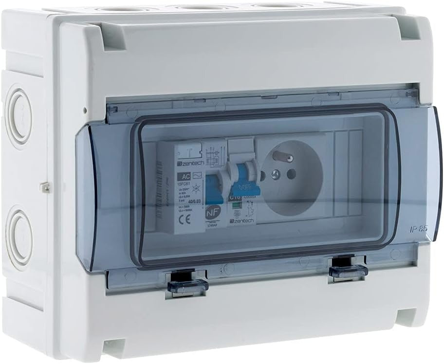 Coffret électrique étanche IP65 8 modules équipé + accessoires - Zenitech