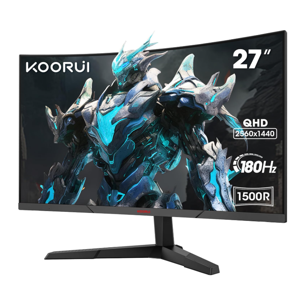 KOORUI Moniteur de jeu incurvé QHD 27 pouces, 2560*1440, 180 Hz 1 ms, DCI-P3 85 %, Inclinaison réglable, HDMI/DP, MG27A12QV3