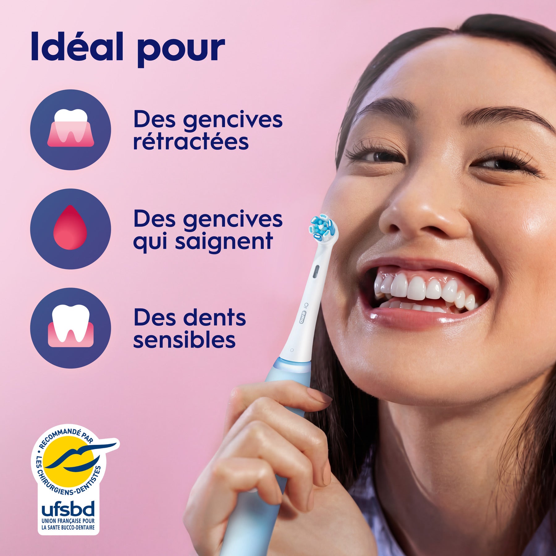 Oral-B iO3 Brosse à Dents Électrique Blue - Protection des gencives avec Capteur de Pression Intelligent et Lumineux, 3 Modes dont "Douceur"