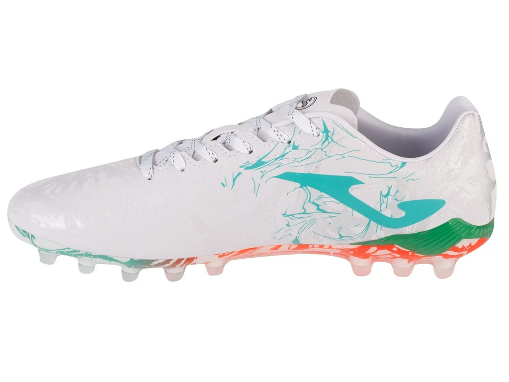 JOMA Chaussures de football Supercopa 24, terrain ferme (FG), Blanc/Turquoise, 42
