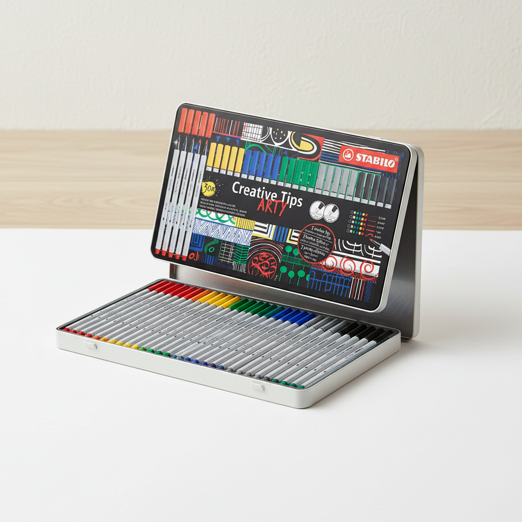 STABILO Creative Tips Boîte en métal de 30 feutres