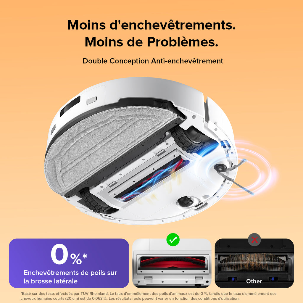 Roborock Q10 S5 Kit Aspirateur Robot avec Fonction Lavage, Puissance d'Aspiration HyperForce 10 000 Pa, Double Système Anti-Emmêlement, Lavage à Levage Automatique