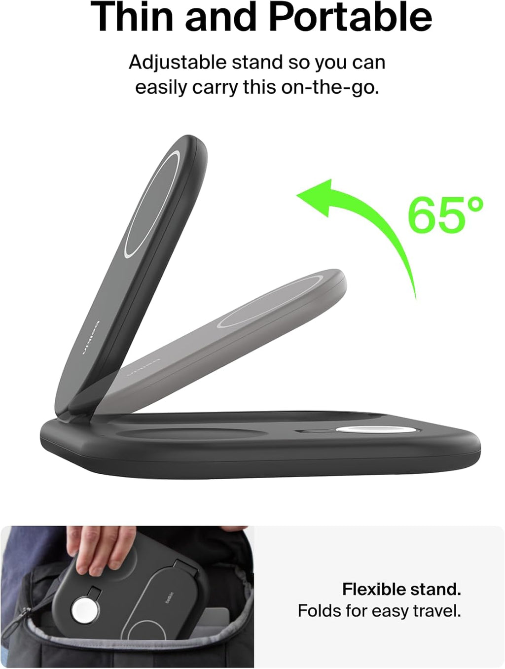 Belkin BOOST CHARGE station de charge sans fil Qi2 3-en-1, 15 W, noir