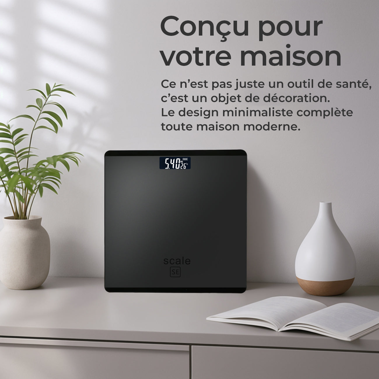 Sparoma AD-26 Pèse-personne électronique avec capacité de 180 kg, haute précision de 0,05 kg, verre trempé de 4 mm et écran LCD, gris-noir - Alimenté par 2 piles AAA (piles non incluses)