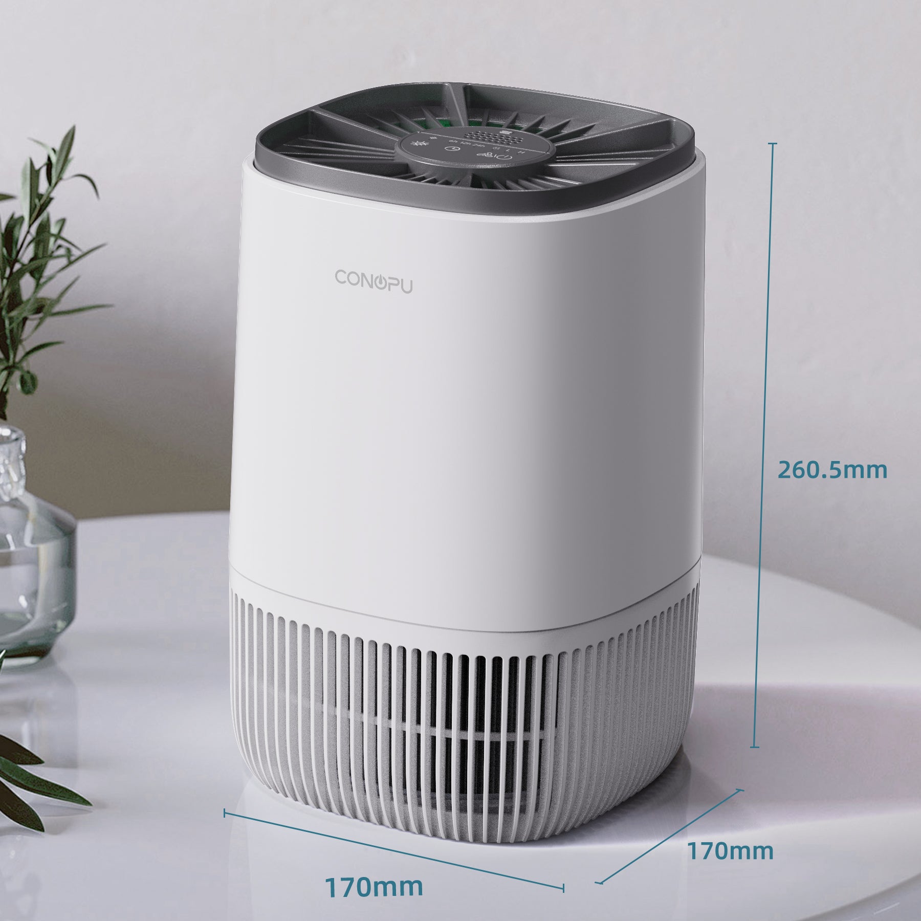CONOPU Purificateur d'air HEPA avec diffuseur de parfum, 3 modes, minuterie 24 h, élimine fumée / pollen / squames et poils d'animaux, portable pour chambre / salon