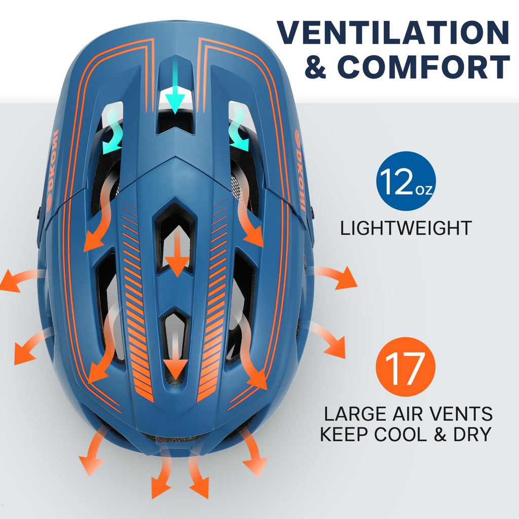 DKONI HS-062 Casque de vélo adulte pour montagne bleu/orange - L 56-61 cm