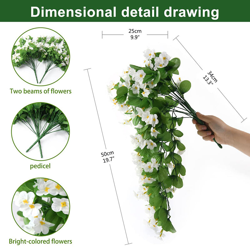 2 Pièces 30,7 in / 78 cm Plantes Artificielles Faux Fleurs Suspendues pour Décoration Extérieure Printemps Été